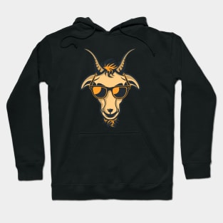 Goat with Glasses - Orange Drawing Illustrattion Hoodie